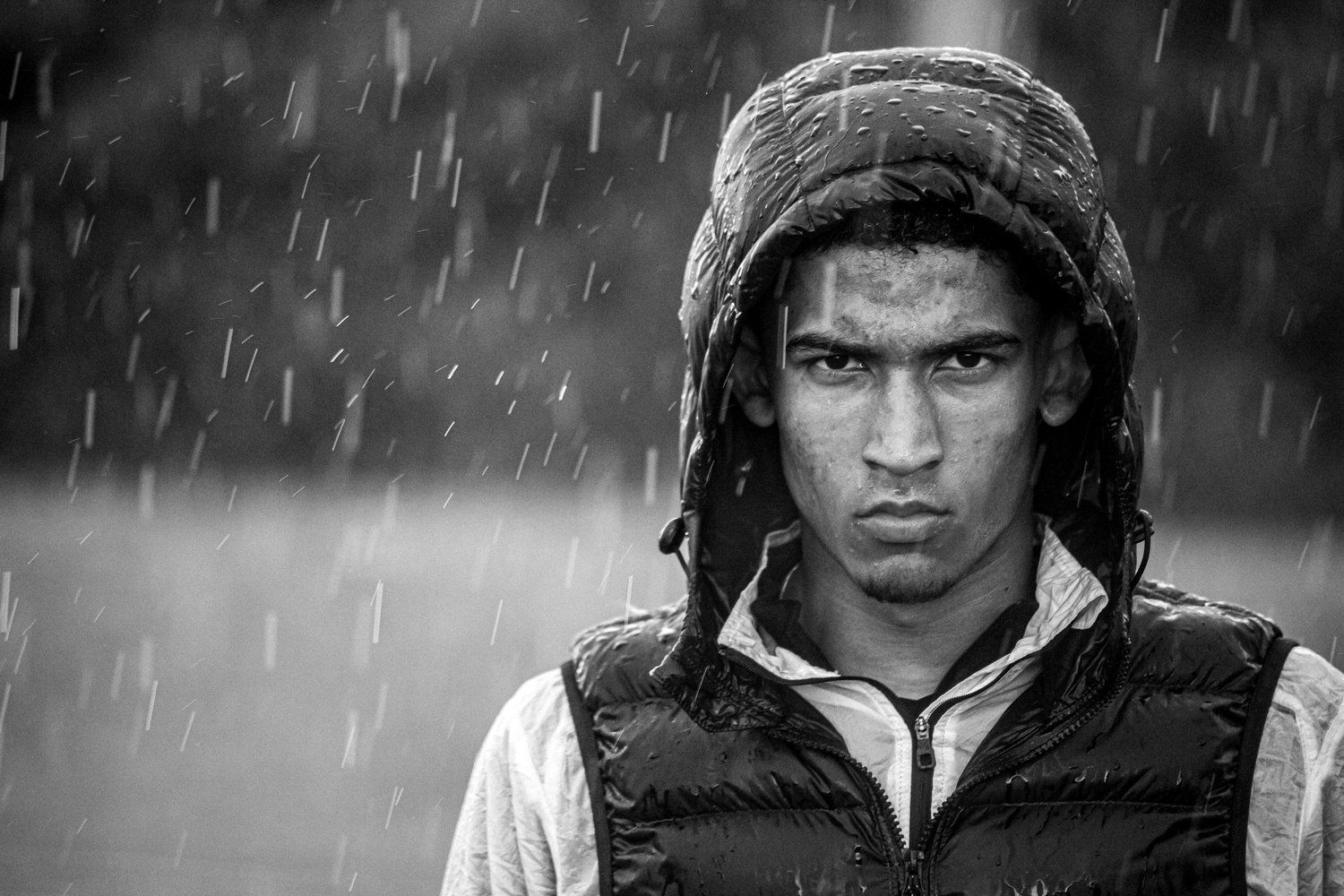 Athlete in rain